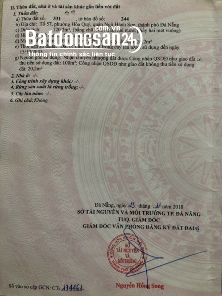 Đầu Tư Sinh Lời Cao Lô Đất Kiệt Đường Thông Ô Tô Tại Hòa Quý, Ngũ