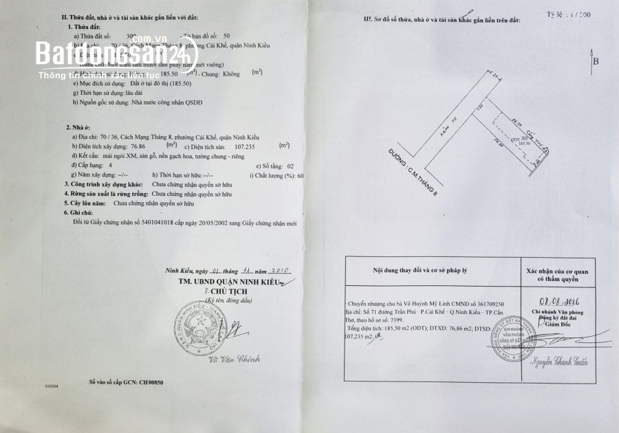 Cần bán nhà đẹp đường Cách Mạng Tháng 8, phường Cái Khế, quận Ninh Kiều, Cần Thơ