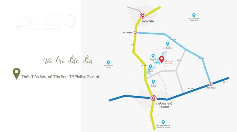 Đất thổ cư TPPleiku view Biển Hồ chỉ 800 tiệu