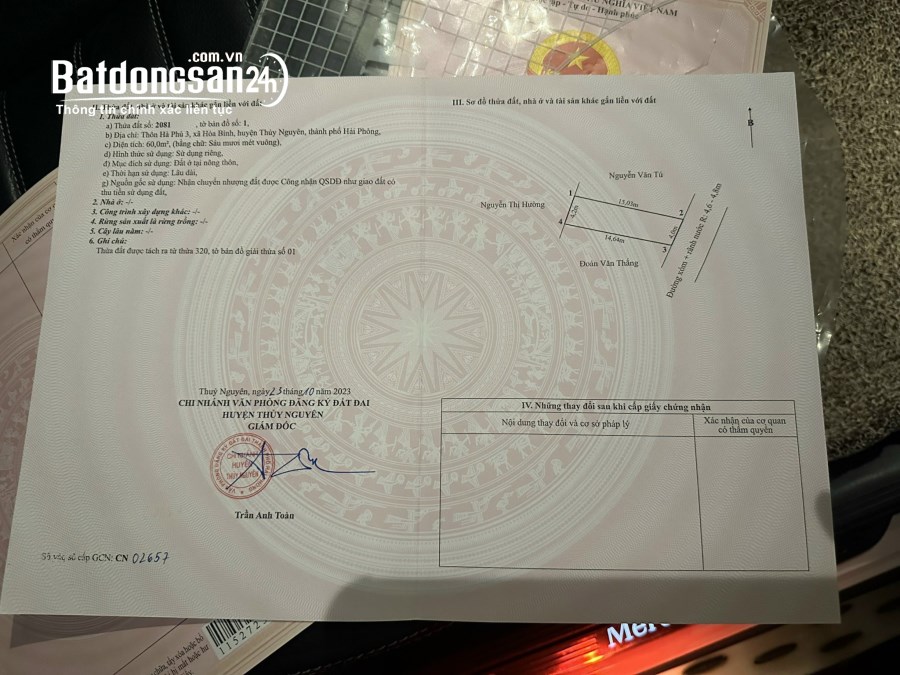 Bán đất Đường Liên Xã, Xã Hòa Bình, Huyện Thuỷ Nguyên
