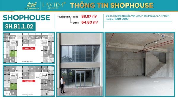 Cần cho thuê shophouse kinh doanh tại dự án Lavida Plus quận 7, 105m2 giá thuê 50,4tr