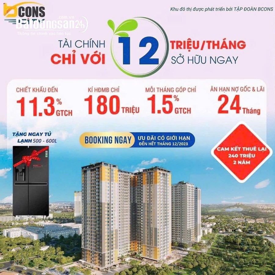 🏡 Chung cư BCons Polaris – Khám Phá Tổ Ấm Hòan Hảo với Giá Chỉ 1 Tỷ 550 Triệu ( đã c