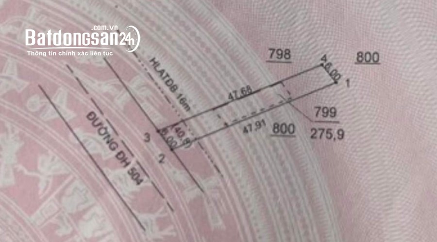 Bán gấp 275m2 đất đường DH504 Vĩnh Hòa gần trường mần non phước sang 526 triệu