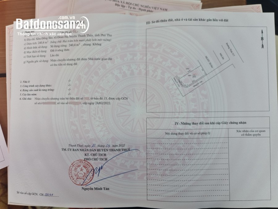 Bán đất Đường Tỉnh Lộ 317, Xã Đoan Hạ, Huyện Thanh Thuỷ