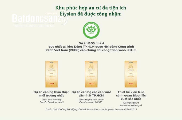 Căn hộ biophilic đầu tiên  Elysian Lộ trình thanh toán chia nhỏ tới 7 lần