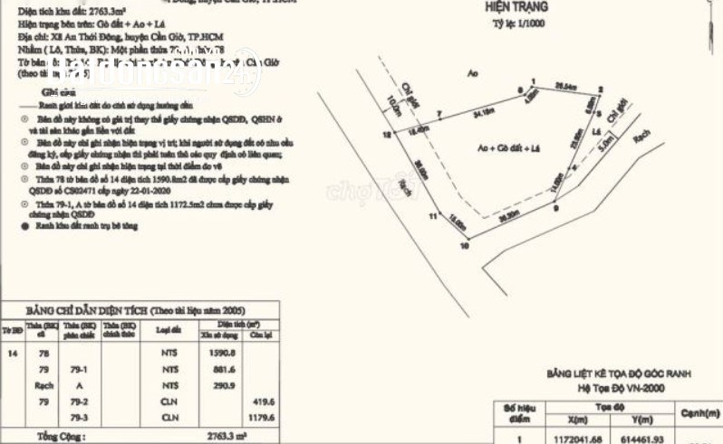Cần bán gấp 2800m2 tại xã An Thới Đông, huyện Cần Giờ