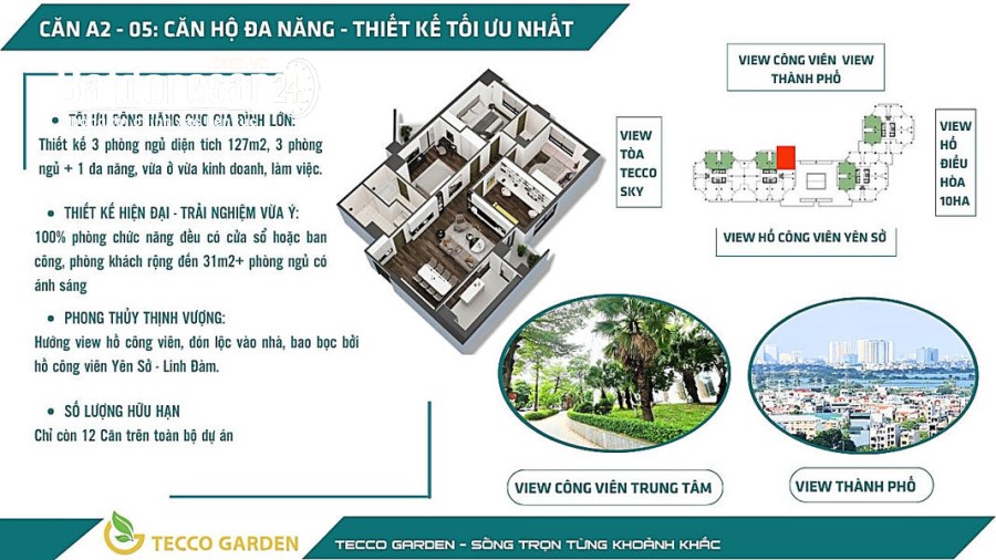 Bán căn hộ tòa xây cho cán bộ liên cơ quan H. Thanh Trì - Căn 4PN 127m2 giá từ 27tr/m