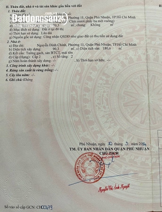Bán nhà Đường Nguyễn Đình Chính, Phường 11, Quận Phú Nhuận