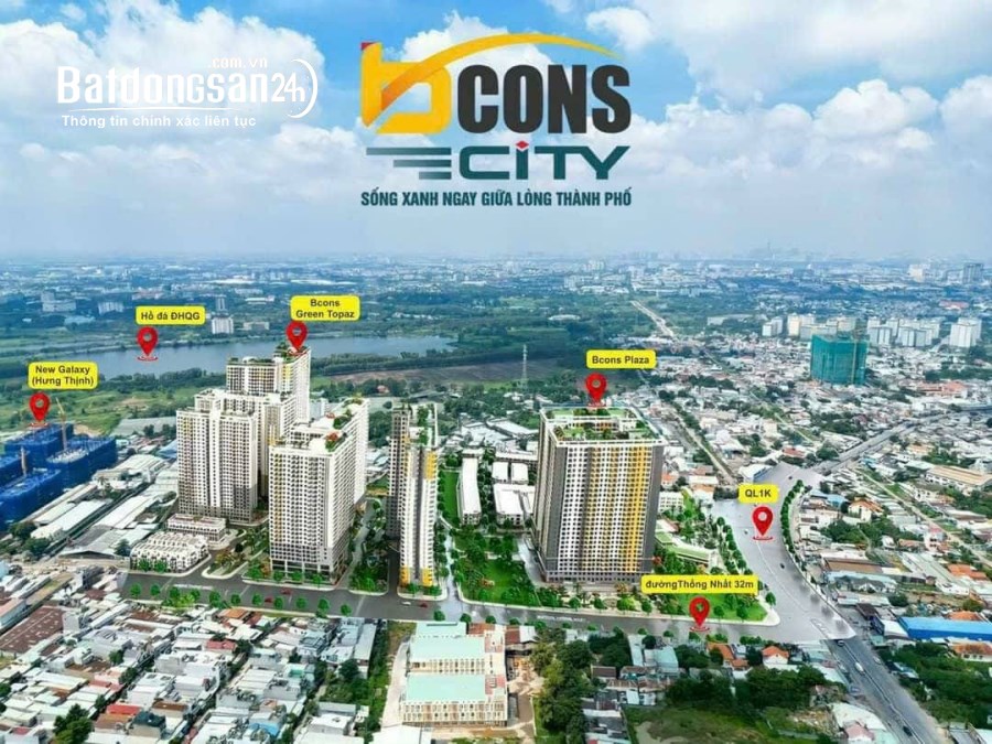 Tập Đoàn Bcons Mở bán Tháp Bcons City mặt tiền đường Thống Nhất và Ql 1K, Giá 42tr/m2