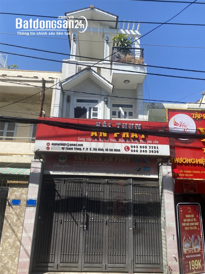 ***Bán nhà mặt tiền Tân Bình, mặt tiền Võ Thành Trang; 4*16; 3 tầng