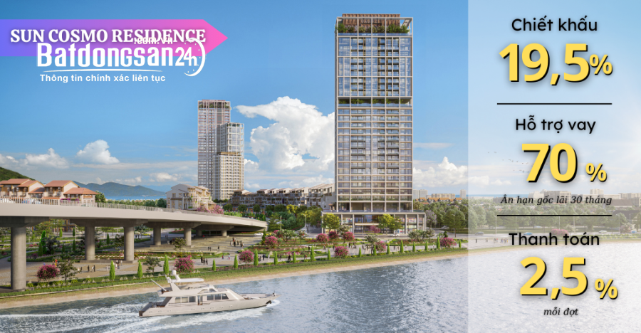 Suất ngoại giao căn góc 2PN trực diện sông Hàn Đà Nẵng - Sun Cosmo Residence 