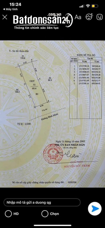 Bán nhà 1 tầng mặt phố Bình Minh, TP HD, 68.4m2, mt 4.4m, nở hậu, KD buôn bán sầm uất