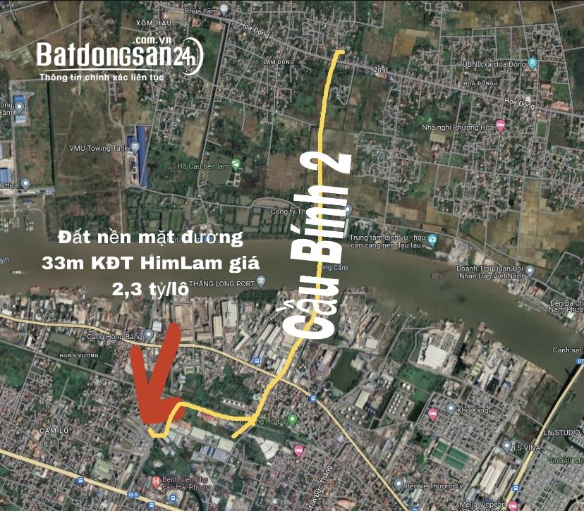Đón đầu Cầu Bính 2 với đất nền  KĐT HimLam 1,5 tỷ/ lô.0936886793