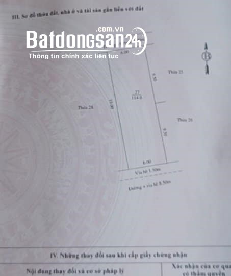 Bán đất đường nhánh đường Thanh Bình, TP HD, 114m2, mt 6m, hướng nam, giá cực tốt