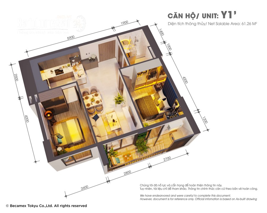 Căn hộ The Glory Tp Mới Bình Dương - Thanh toán 2 năm 50% nhận nhà căn 2PN giá 2,3 tỷ
