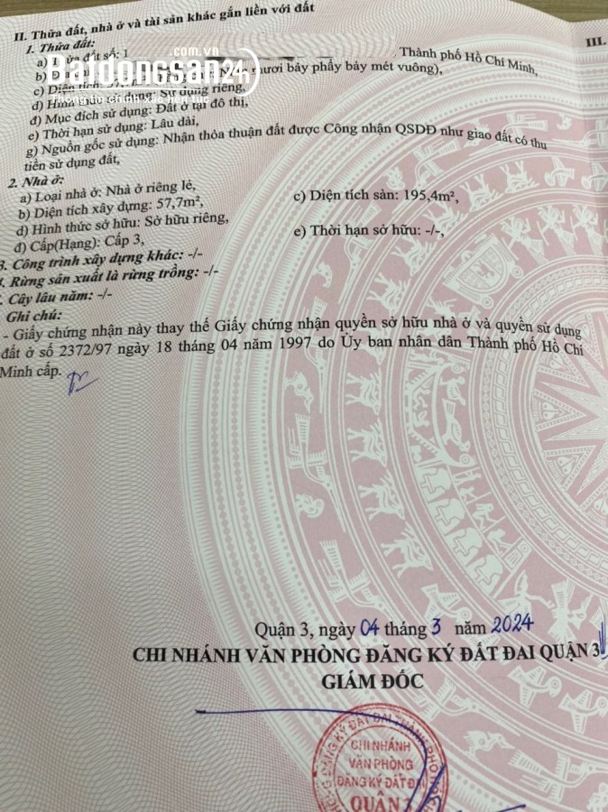Bán nhà Đường Nguyễn Thị Minh Khai, Phường 5, Quận 3