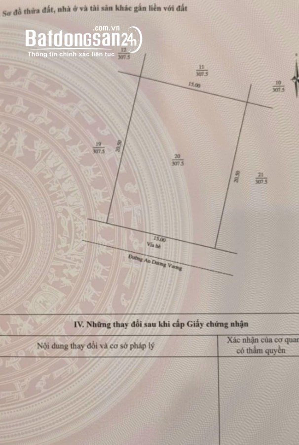 Bán đất biệt thự mặt đường An Dương Vương, Đông Nam Cường, TP HD, 307.5m2, mt 15m, gi