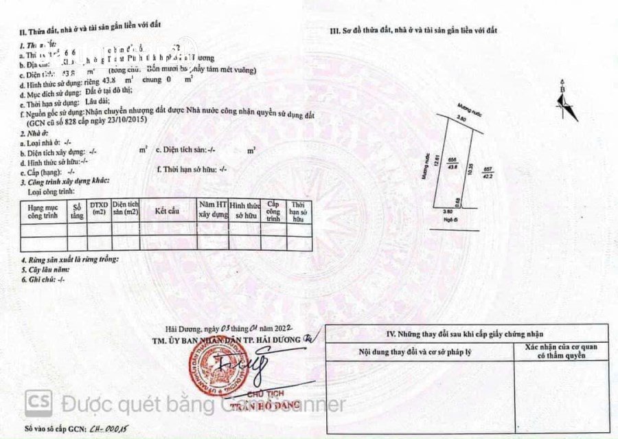 Bán đất ngõ phố Vũ Hựu, gần hồ Sượt, ph Thanh Bình, TP HD, 43.8m2, mt 3.8m, hướng nam
