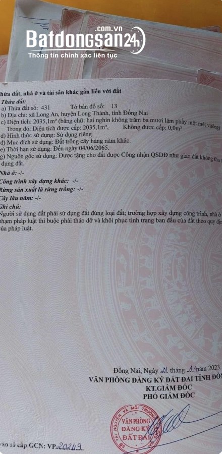 Bán đất Đường 14, Xã Long An, Huyện Long Thành