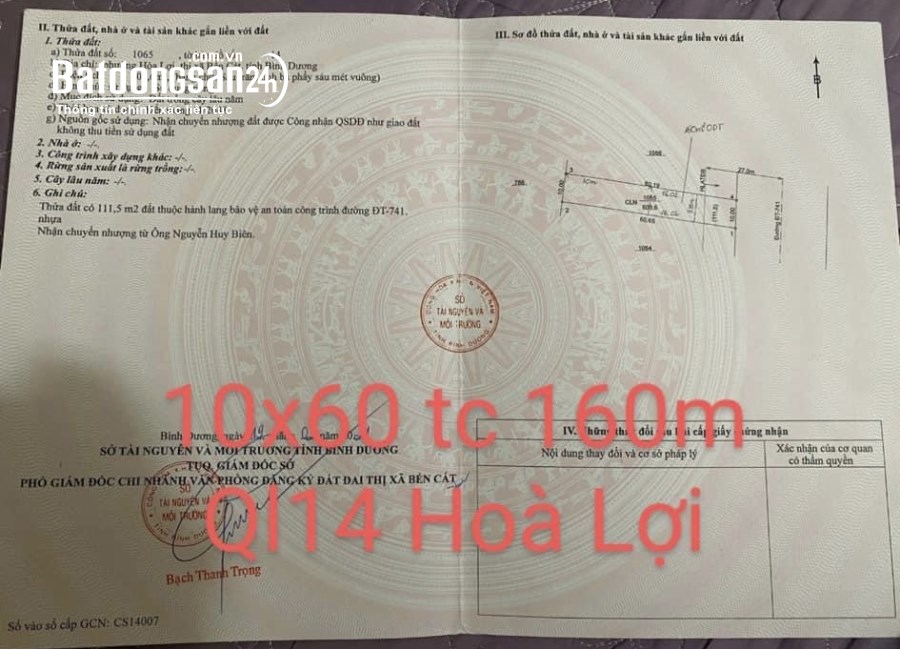 Bán Nhà Xưởng 603m2 Mặt Tiền ĐT-741, Hoà Lợi, Ngay Gần Ngã 4 Hoà Lợi