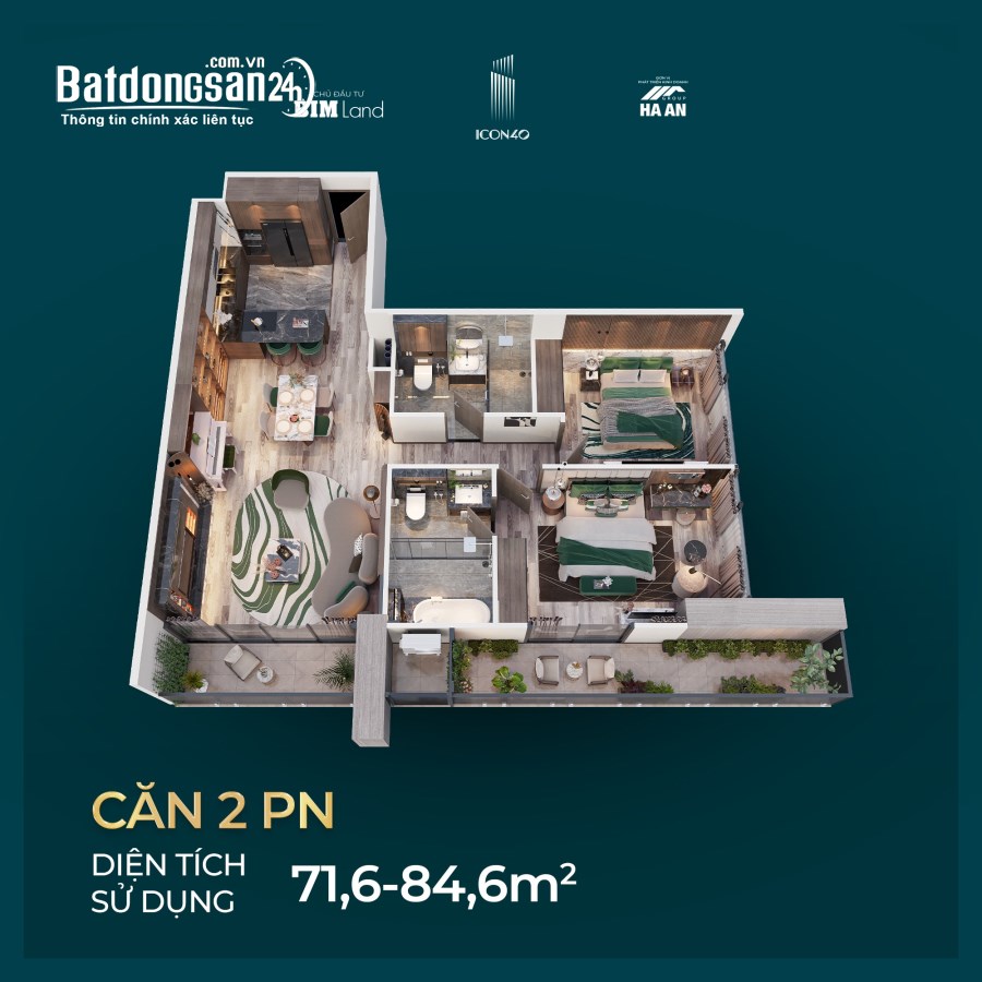 Bán căn hộ cao cấp 2PN, 3PN FULL NỘI THẤT tại ICON40 – Hạ Long, CK 15%, HTLS 0% 18 th