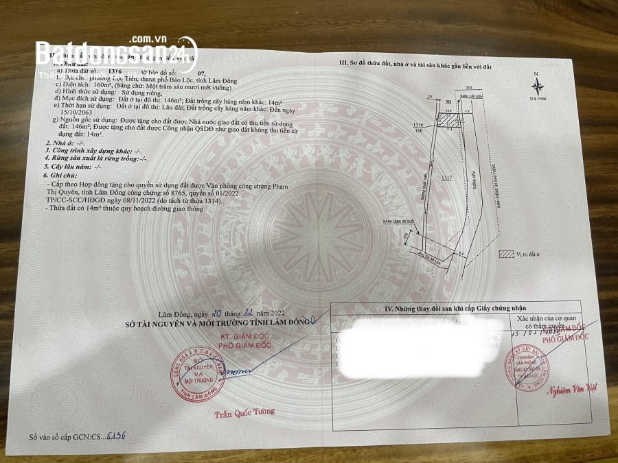 Bán đất Đường Nguyễn Tri Phương, Phường Lộc Tiến, Tp Bảo Lộc