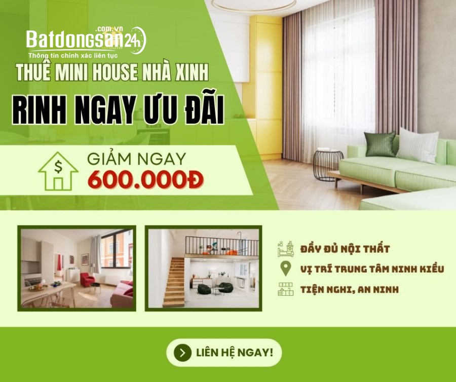 THUÊ NGAY MINI HOUSE SẴN NỘI THẤT, TRUNG TÂM NINH KIỀU CHỈ 2,8 TRIỆU