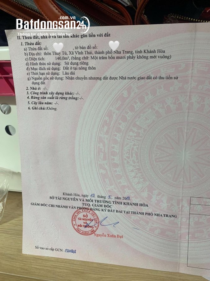 BÁN LÔ GÓC THÔN THUỶ TÚ, XÃ VĨNH THÁI, NHA TRANG, GIÁ ĐẦU TƯ CHỈ 17TR/M2