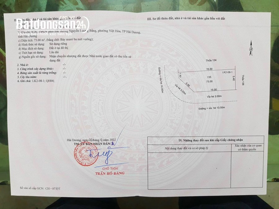 Bán đất Đường Nguyễn Lương bằng, Phường Việt Hòa, TP - Hải Dương