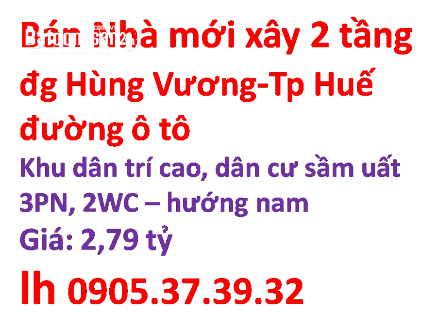 Bán nhà Đường Hùng Vương, Phường An Cựu, Thành phố Huế