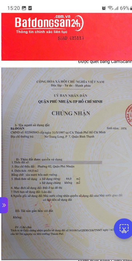 Bán nhà Đường Hoa Lan, Phường 2, Quận Phú Nhuận
