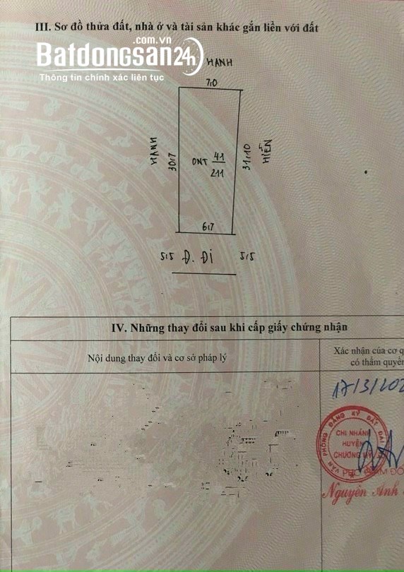 BÁN ĐẤT NGHỈ DƯỠNG 421m ful thổ cư Xã Hoàng Văn Thụ, Huyện Chương Mỹ