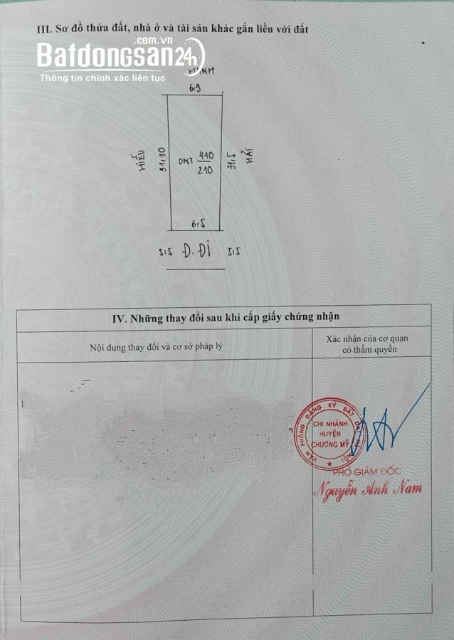 BÁN ĐẤT NGHỈ DƯỠNG 421m ful thổ cư Xã Hoàng Văn Thụ, Huyện Chương Mỹ