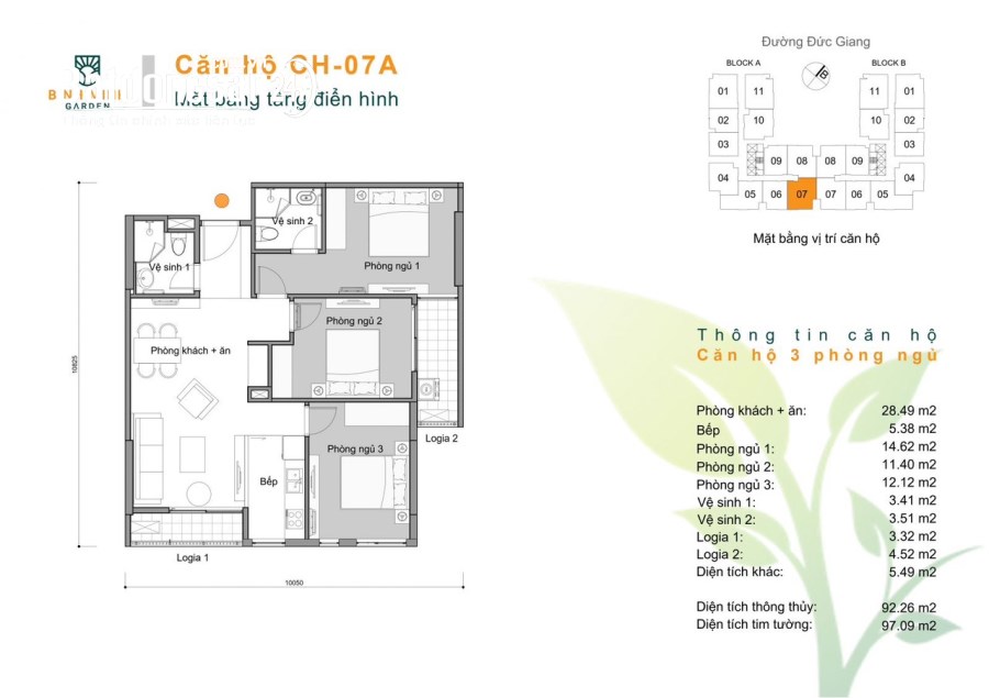 Bán căn 3PN, hướng Đông Nam, full nội thất liền tường – 4,3 tỷ - Nhận nhà ở ngay