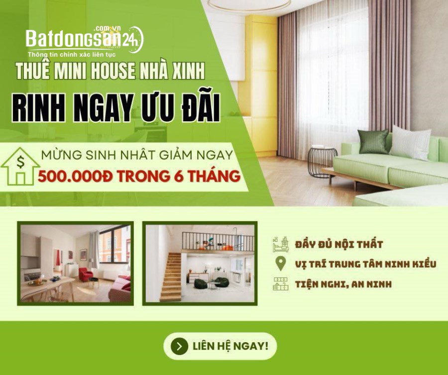 THUÊ NGAY MINI HOUSE SẴN NỘI THẤT, TRUNG TÂM NINH KIỀU CHỈ 2,7 tr/tháng