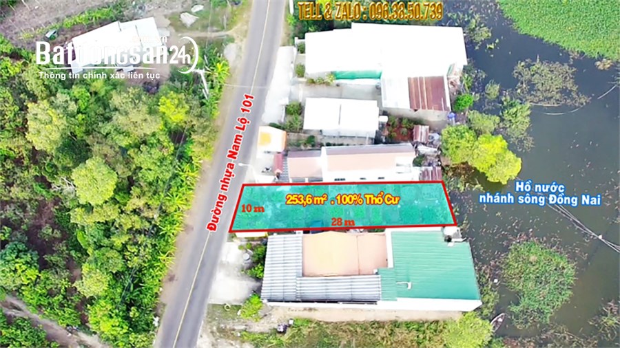 Bán đất ở 100% thổ cư, 10mx28m Mặt tiền đường Nam Lộ 101 Định Quán, Giá chỉ 2 tỷ.
