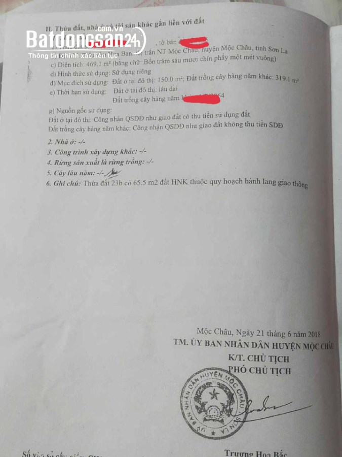 Bán đất Đường 6, Thị trấn Nông trường Mộc Châu, Huyện Mộc Châu
