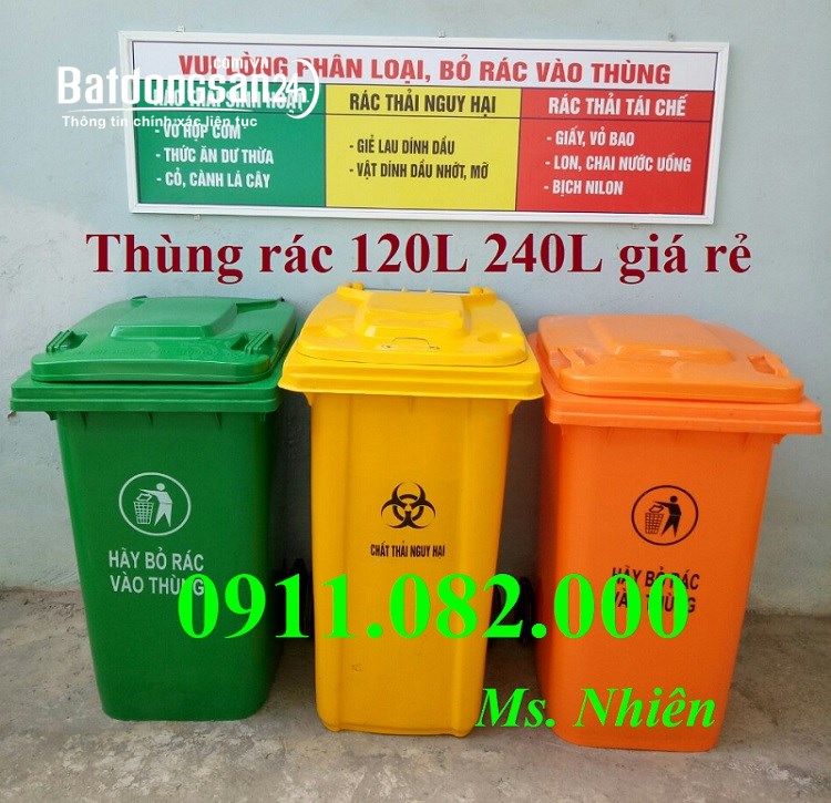 Bán thùng rác giá rẻ tại bình minh vĩnh long- thùng đựng rác 120l 240l- lh 0911082000