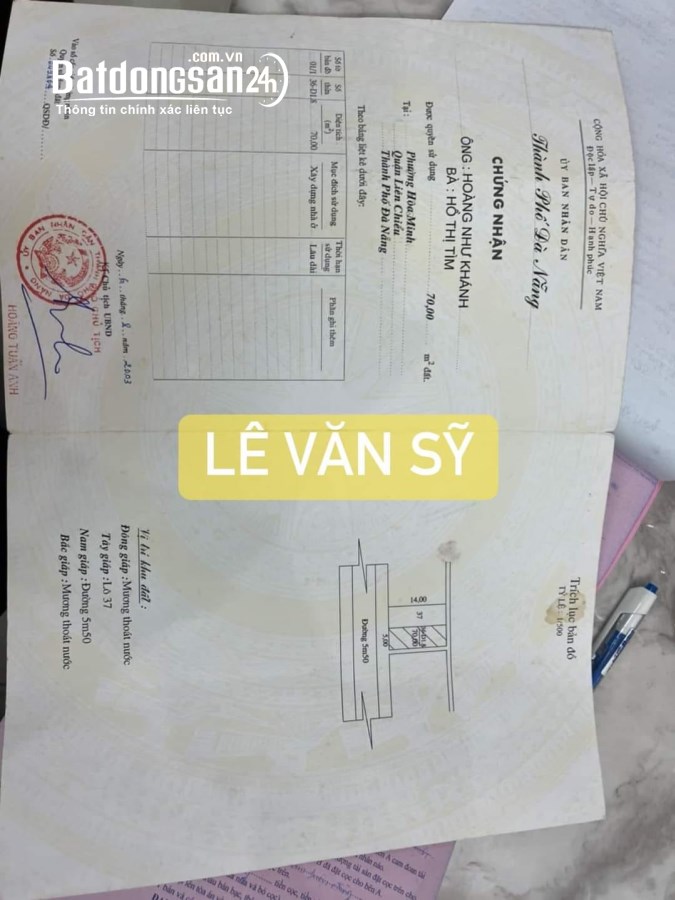 Bán đất Đường Lê Văn Sỹ, Phường Hòa Minh, Quận Liên Chiểu