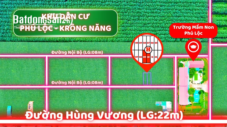 Bán đất Đường Hùng Vương , Xã Phú Lộc, Huyện Krông Năng