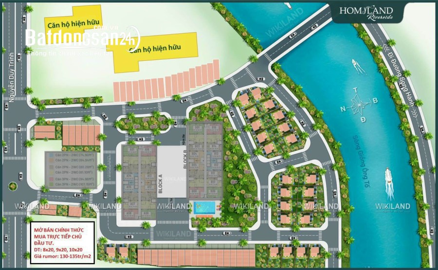 Bán đất nền biệt thự sông Homyland 3 - Riverside, Đường Nguyễn Duy Trinh, 