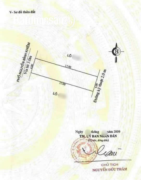 Bán đất mặt đường Nguyễn Bình Khiêm, Đông Nam Cường, TP HD, 68m2, view công viên