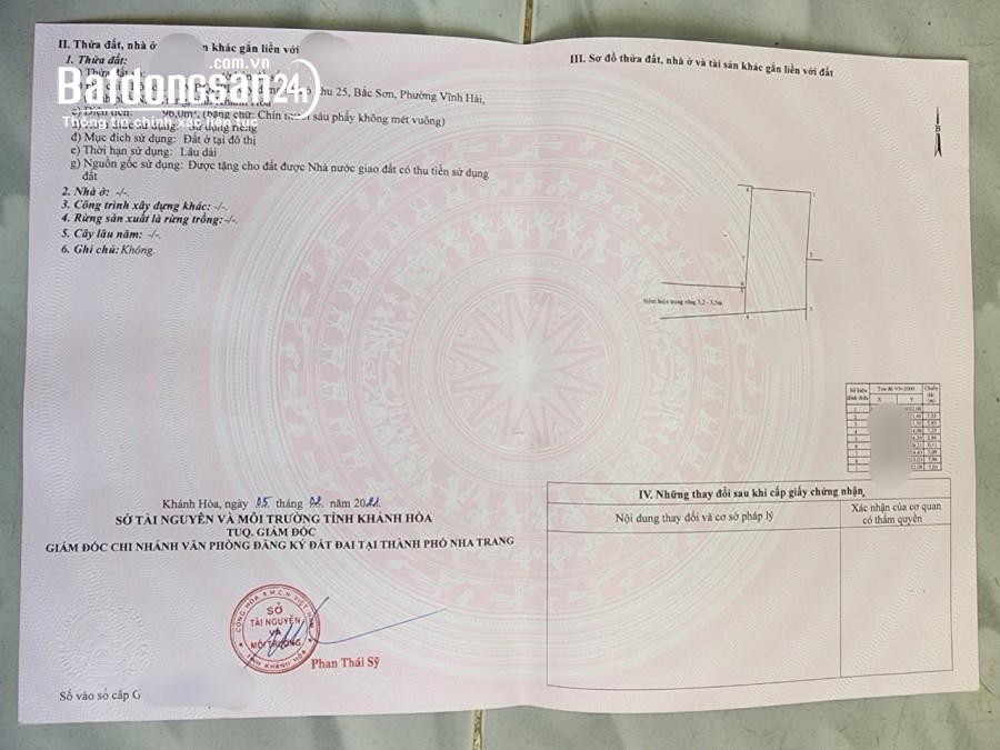 (VHA88) BÁN ĐẤT HẺM 3.5M ĐƯỜNG BẮC SƠN GẦN BIỂN PHƯỜNG VĨNH HẢI