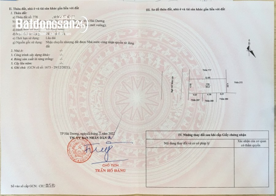 Bán đất mặt ngõ 167 Bình Lộc, ph Tân Bình, TP HD, 55.2m2, mt 4.5m, đường 8m, giá tốt