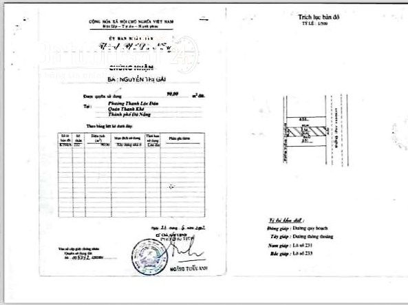 Bán nhà mặt phố Đường Bàu Làng, Phường Thanh Khê Đông, Quận Thanh Khê