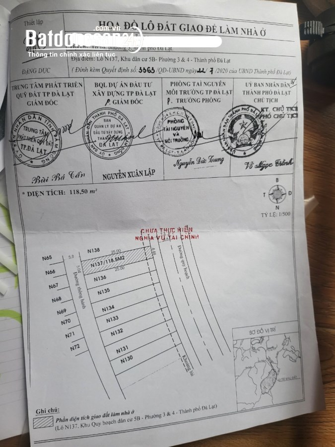 BÁN ĐẤT KHU 5B TUYỀN LÂM ĐƯỜNG NHỰA Ô TÔ TRÁNH NHAU 