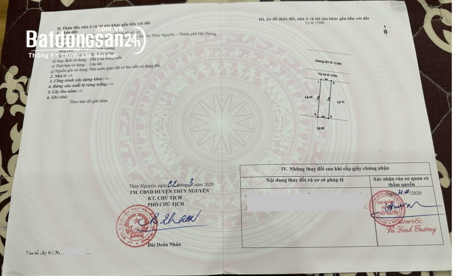 Bán 2 lô đất 100m2 liền kề khu Khâu Da, Thuỷ Nguyên mặt đường trục chính 21m