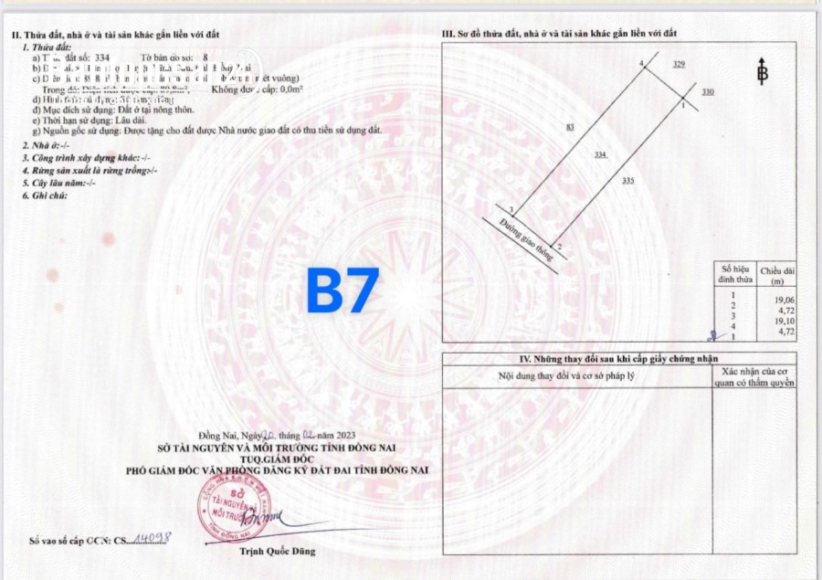 Bán đất 7 lô giá rẻ Đường Hương Lộ 15, Xã Bình Lợi, Huyện Vĩnh Cửu