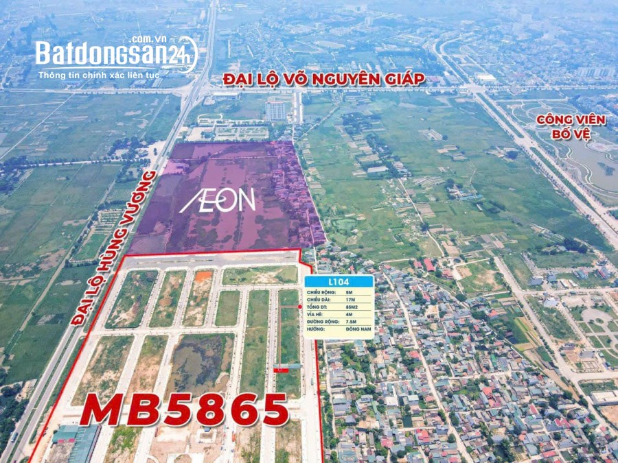 BÁN LÔ ĐẤT MB 5865, GẦN DỰ ÁN AEON THANH HÓA