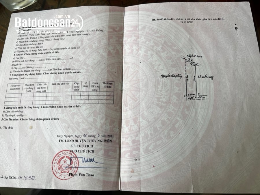 Bán đất Đường Liên Xã, Xã Dương Quan, Huyện Thuỷ Nguyên